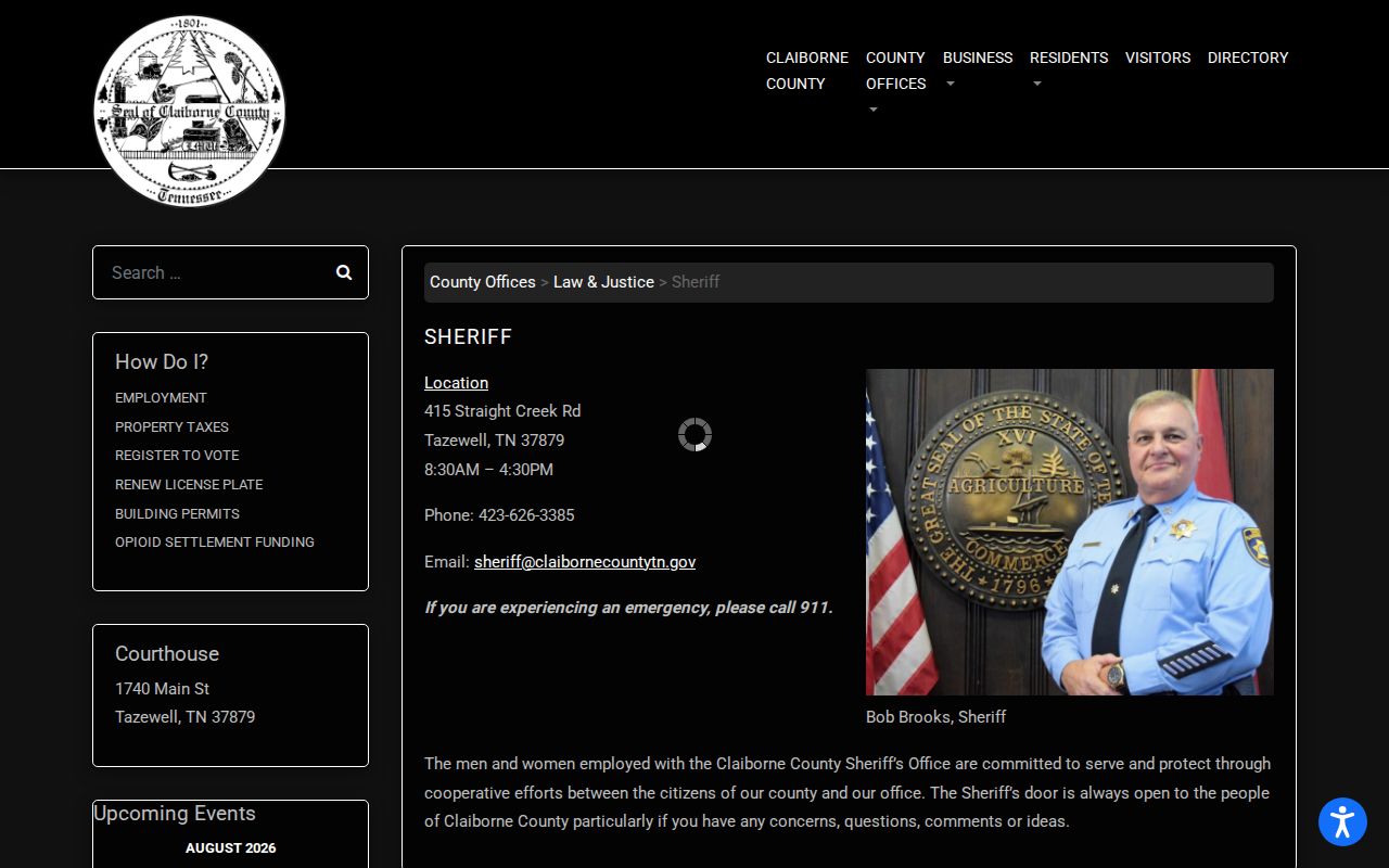Claiborne County arrest history sheriff office