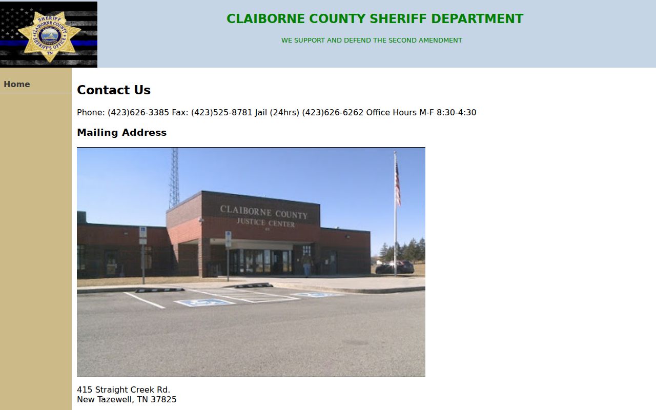 Claiborne County arrest and jail contact channels
