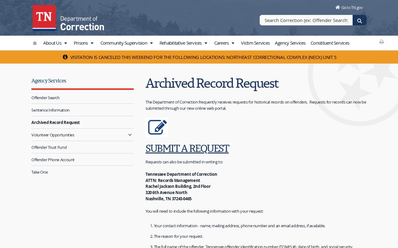 Archived state custody records for Claiborne County arrests