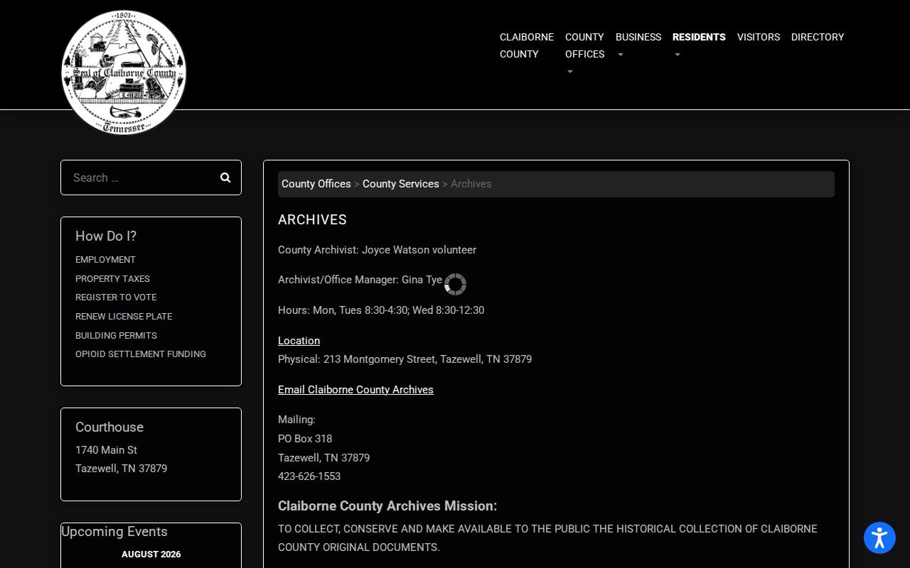 Claiborne County criminal court archives