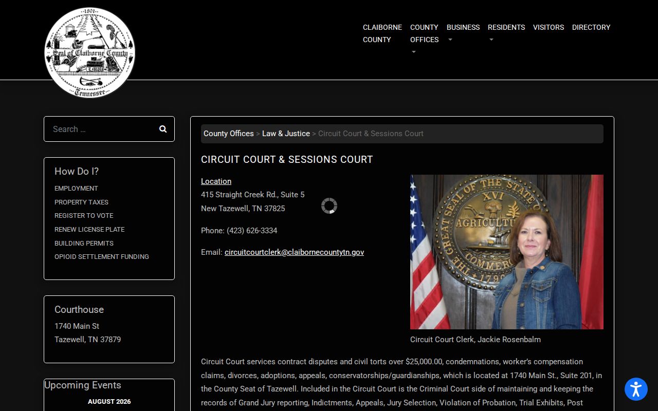 Claiborne County criminal court cases clerk page