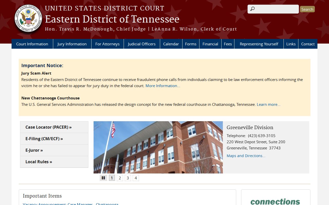 Eastern District federal court for Claiborne County cases
