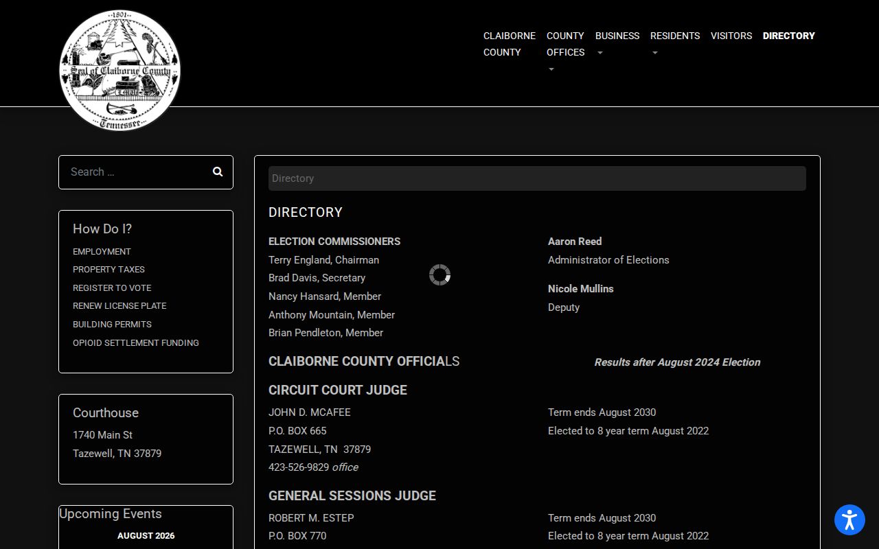 Claiborne County criminal records official directory