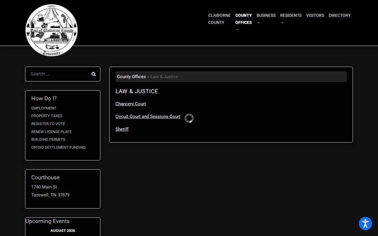 Claiborne County criminal records law and justice directory