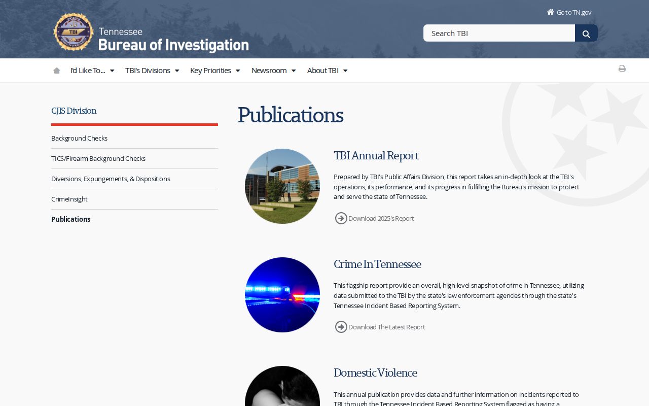 Claiborne County sex offender registry context from TBI CJIS publications