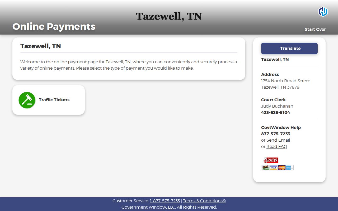 Official Tazewell municipal citation payment portal